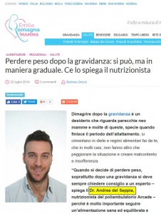 Articolo Emilia Romagna Mamma - Perdere peso dopo la gravidanza - Nutrizionista Andrea Del Seppia