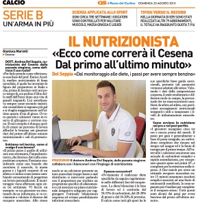 Intervista al Dott. Andrea Del Seppia, Nutrizionista Ufficiale prima squadra A.C. Cesena Calcio, serie B, stagione 2015-2016